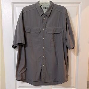REI‎ UPF 50+ Men’s Button Down Short Sleeve Shirt Gray Outdoor Vented, Size XL